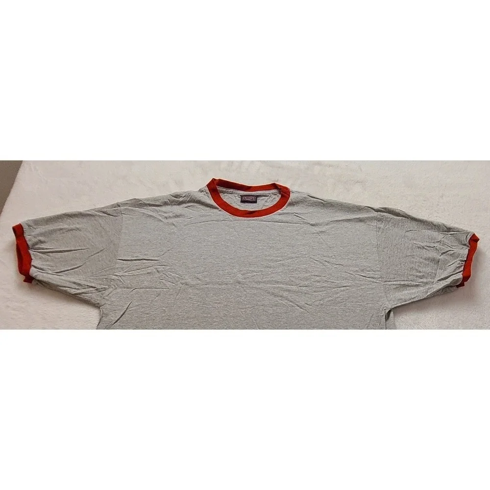 Champs Sports‎ Men's Ringer T-Shirt Gray Red Short Sleeve Crew Neck Athletic Tee